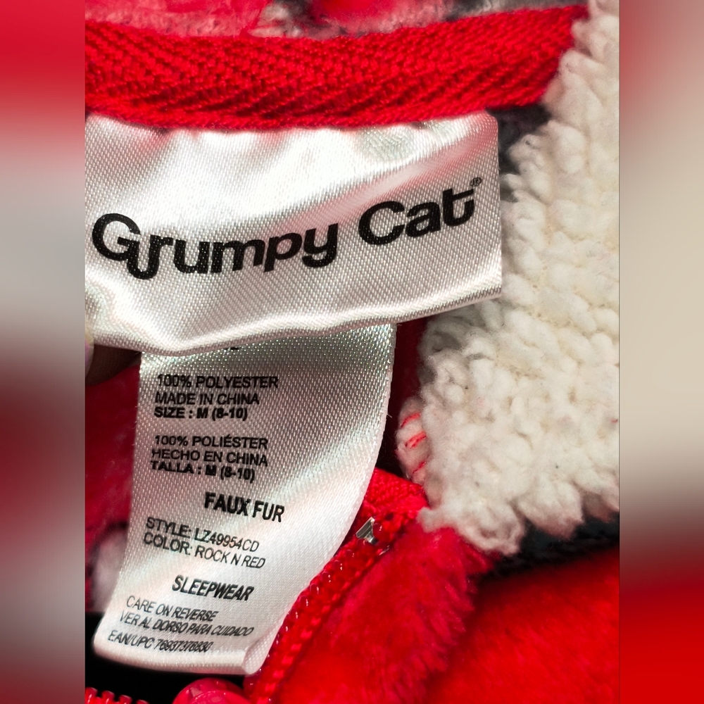Grumpy Cat Red Pajamas Size M (8-10) - Picture 3 of 4